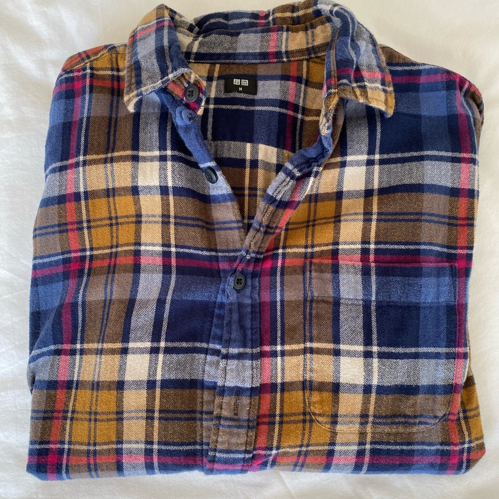 Uniqlo flannel checked long-sleeve shirt
